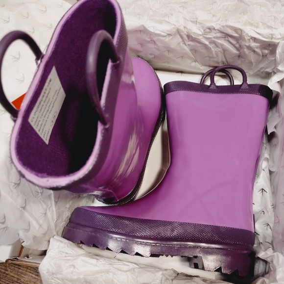 Deer Stags Purple Puddle Jumper Rubber Boots Kids Size 10 New w/Tags/Box - Picture 11 of 16